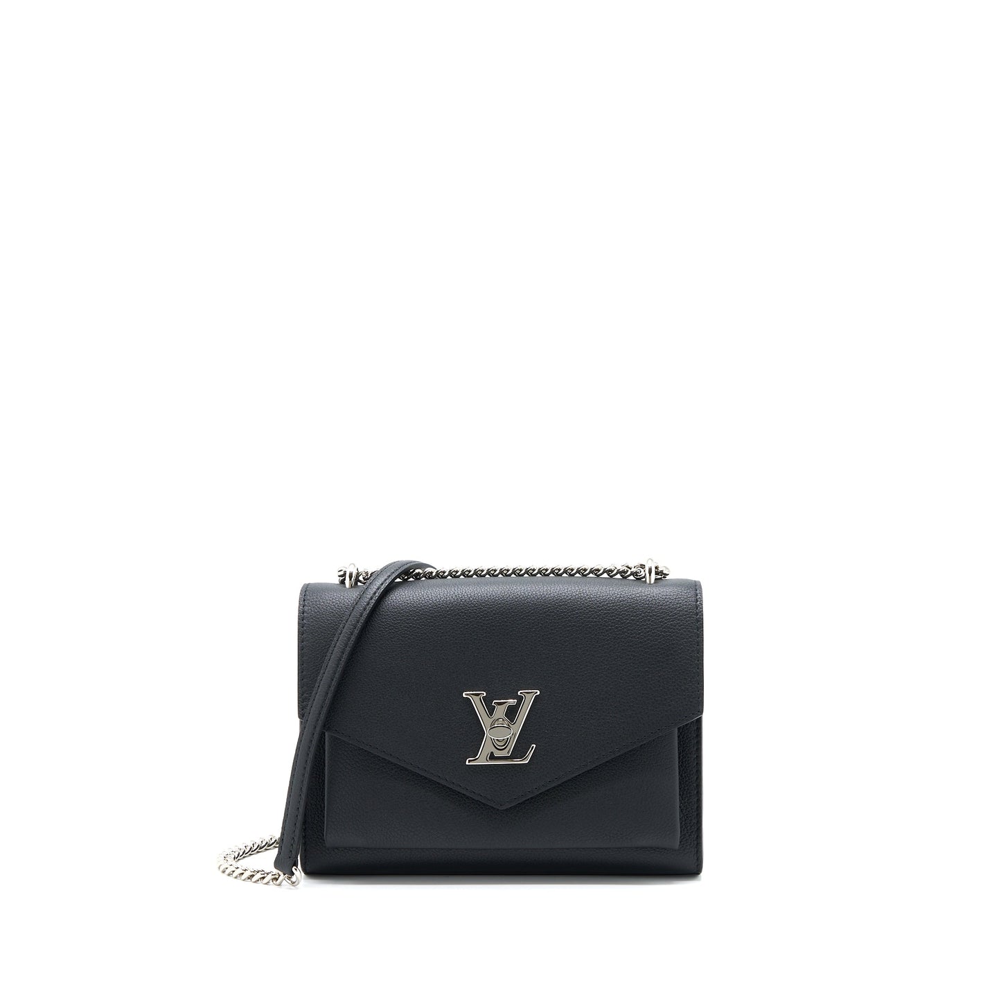 Louis Vuitton Mylockme Satchel Chain Purse Calfskin Black