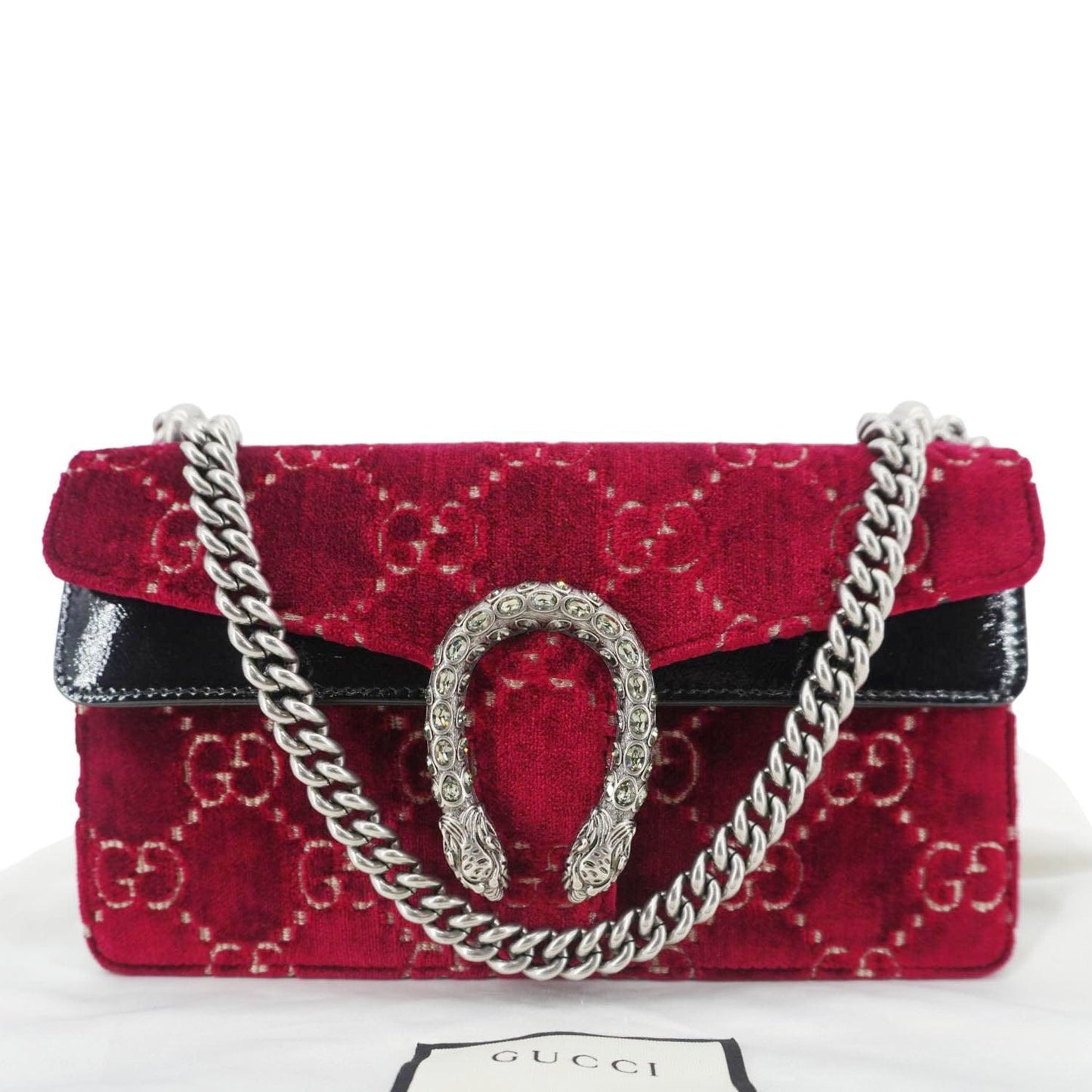 GUCCI Dionysus Small GG Velvet Shoulder Bag Maroon 499623