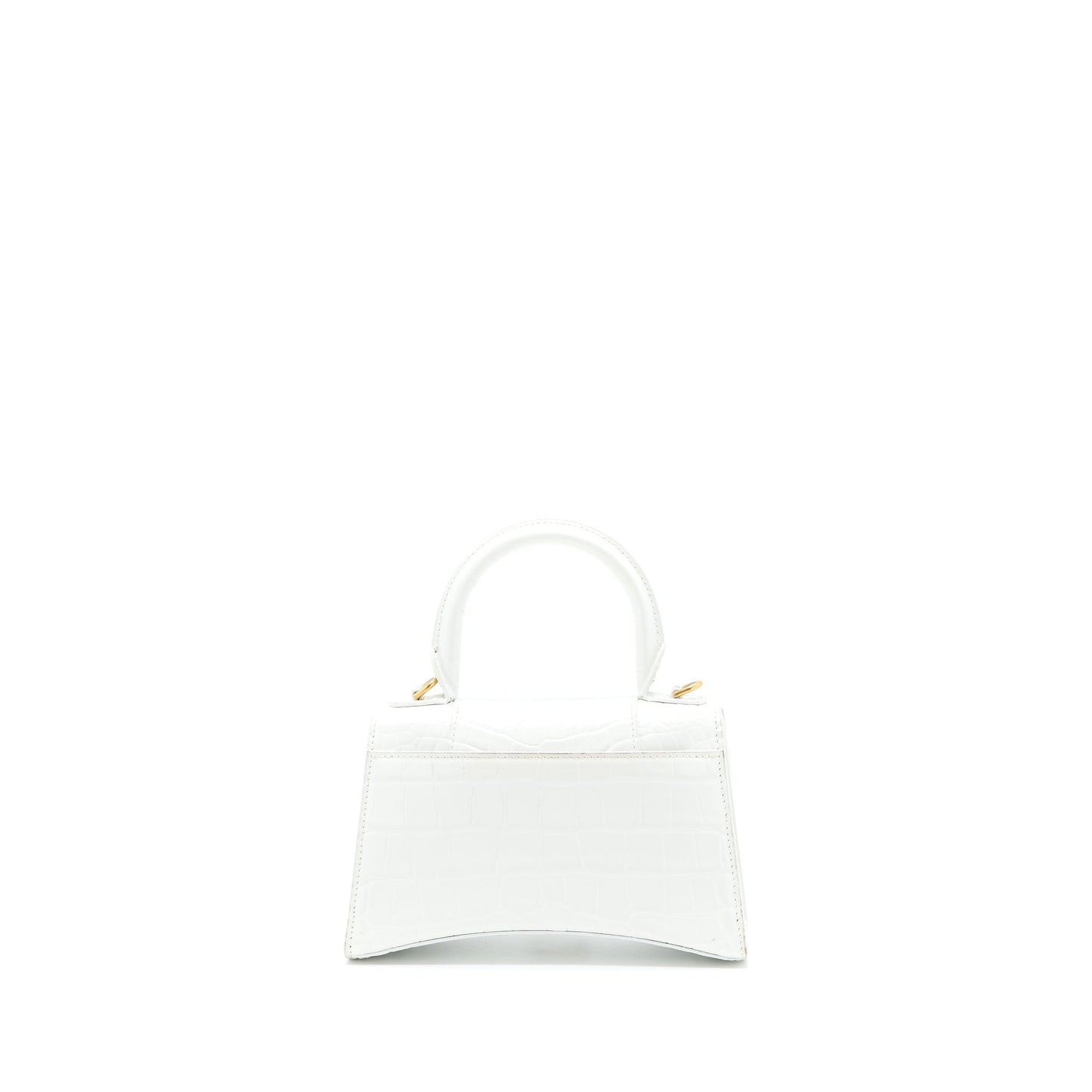 Balenciaga Hourglass Crocodile-Embossed Calfskin White