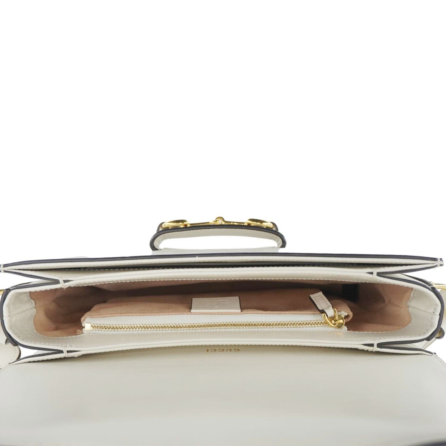 GUCCI Horsebit 1955 Small Leather Shoulder Bag White 602204