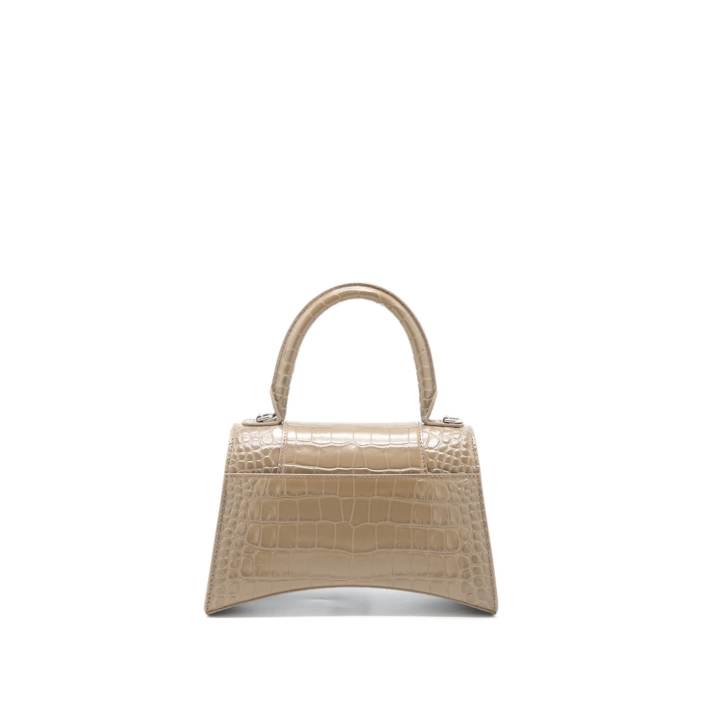 Balenciaga Small Hourglass Purse Cro Embossed Calfskin Dark Beige
