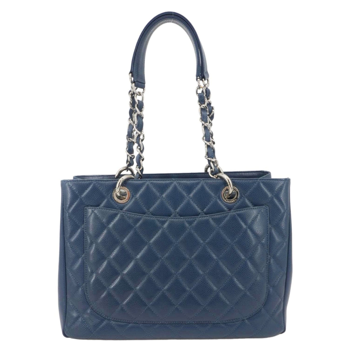 CHANEL Grand Shopping Quilted Leather Tote Bag Blue