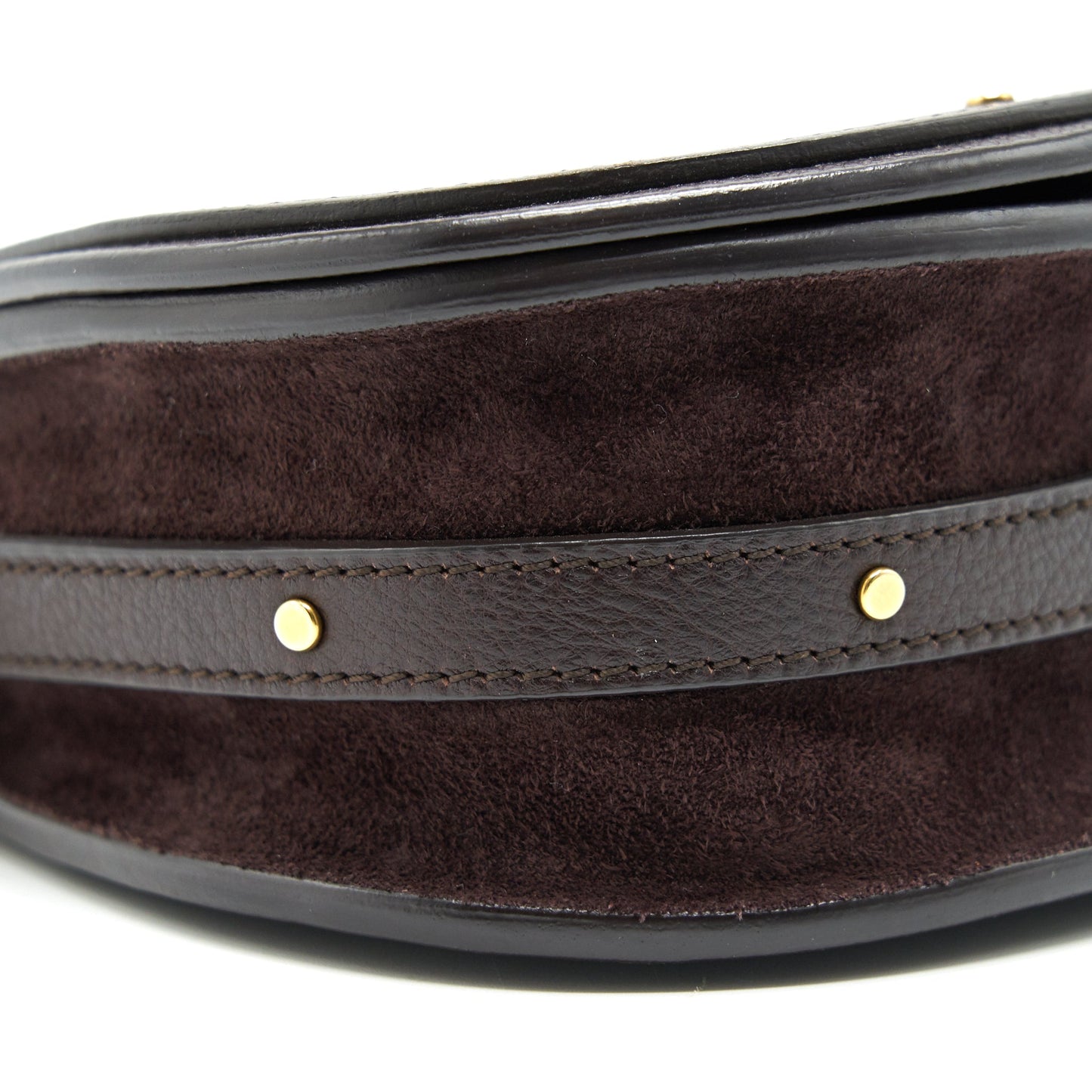 CHLOE Small Nile Bracelet Leather Crossbody Bag Dark Brown