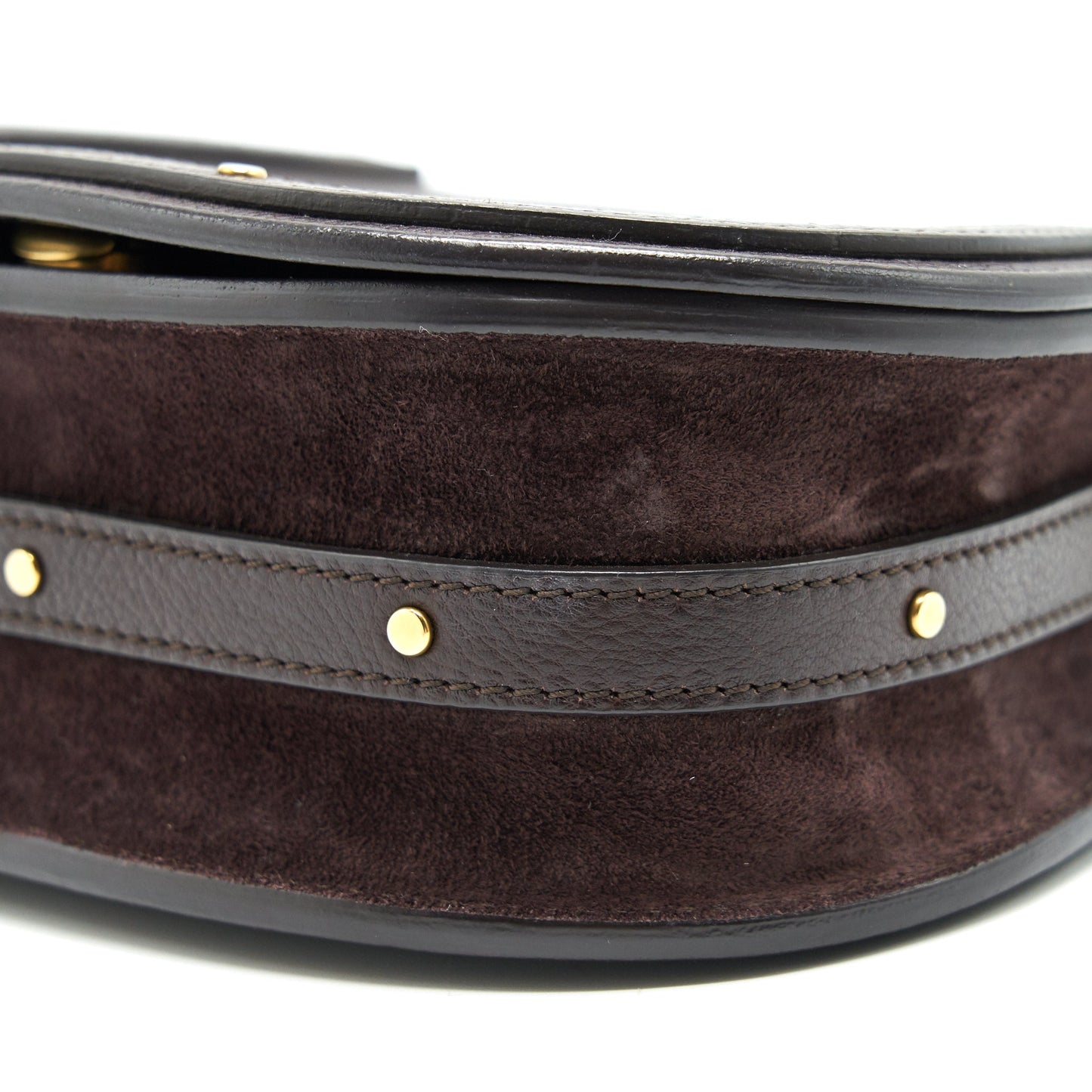 CHLOE Small Nile Bracelet Leather Crossbody Bag Dark Brown