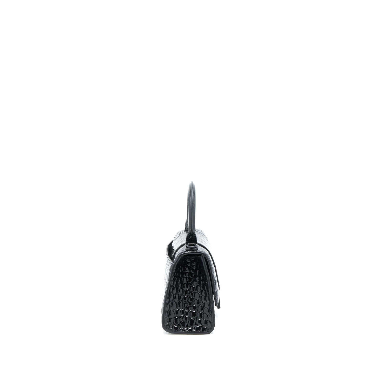 Balenciaga Hourglass Crocodile-Embossed Leather Black with Black Hardware