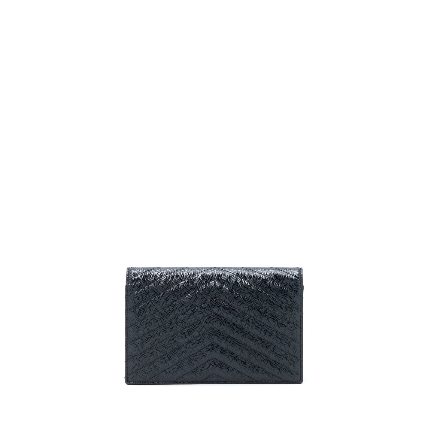 Saint Laurent/ Envelope Wallet On Chain Grain Calfskin Black