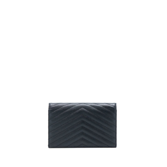 Saint Laurent/ Envelope Wallet On Chain Grain Calfskin Black