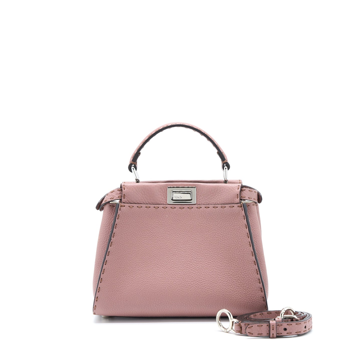 Fendi Mini Peekaboo Grained Calfskin Pink