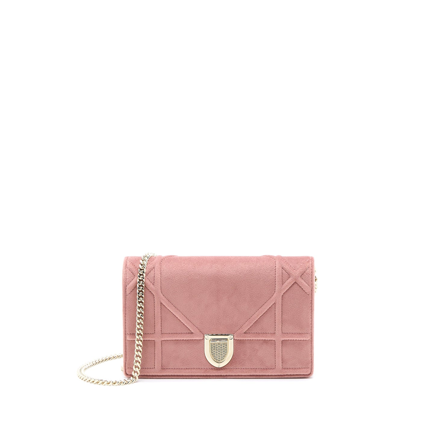 Dior Diorma Wallet On Chain Velvet Pink