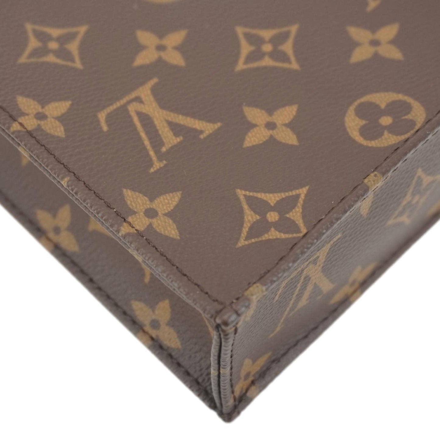 LOUIS VUITTON Petit Sac Plat Monogram Canvas Shoulder Bag Brown