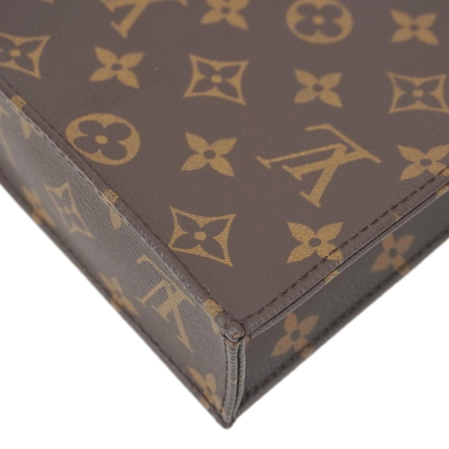 LOUIS VUITTON Petit Sac Plat Monogram Canvas Shoulder Bag Brown