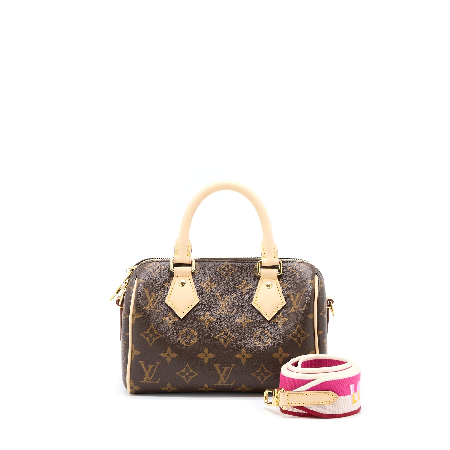 Louis Vuitton Speedy Bandouliere 20 Monogram Canvas With Fuchsia Strap