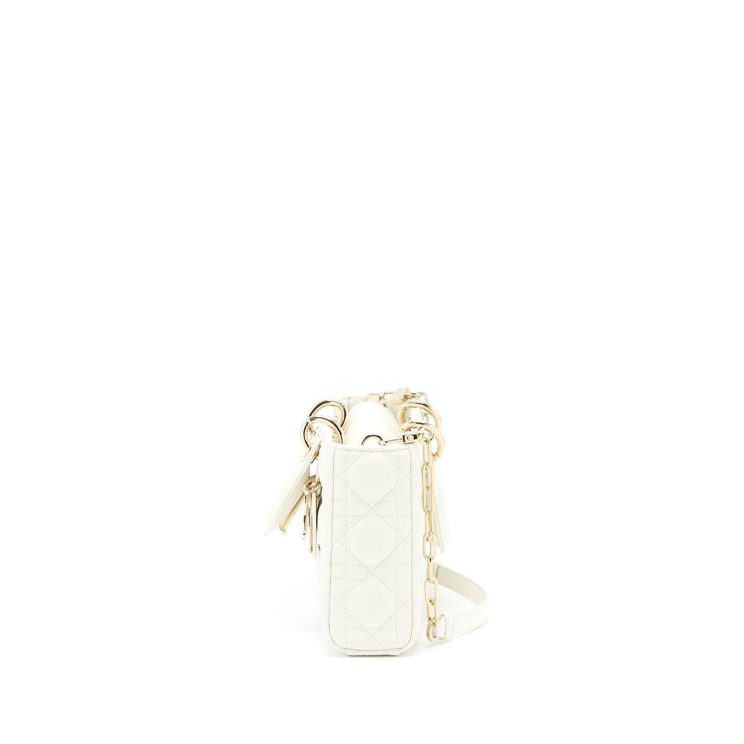 Dior Lady D-Joy Purse Latte Cannage Lambskin White