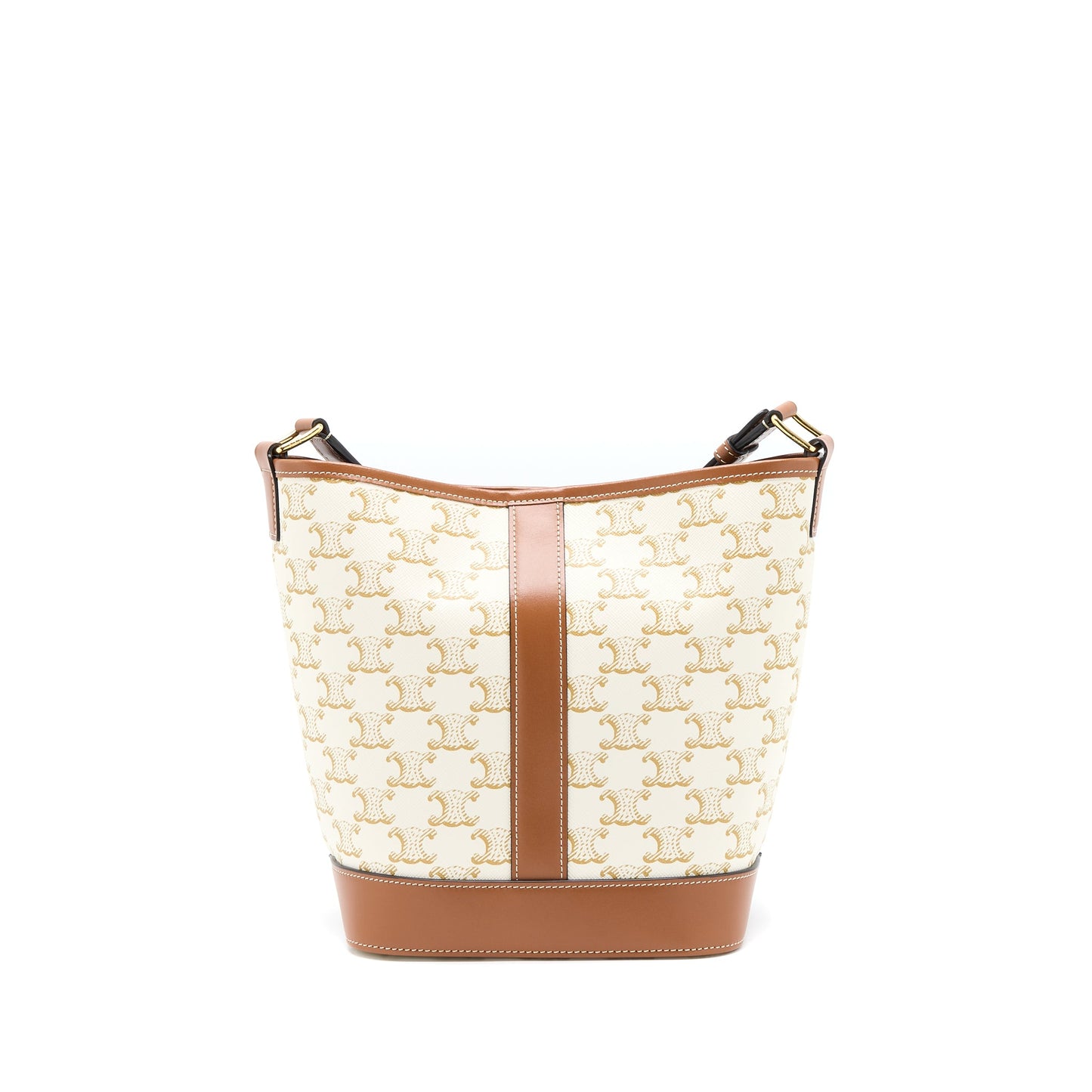 Celine Small Bucket Purse Triomphe Canvas/Calfskin White