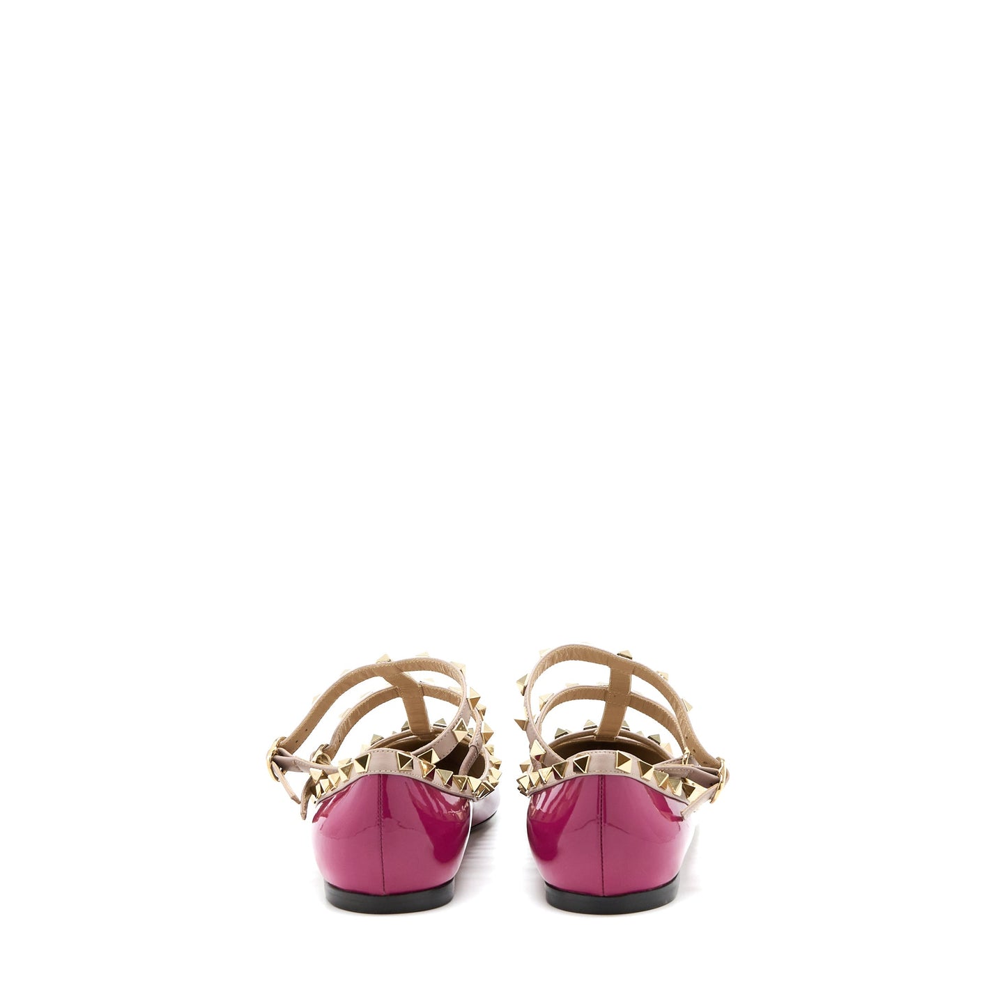 Valentino Size 38.5 Garavani Rockstud Ballet Flat Caged Patent Pink