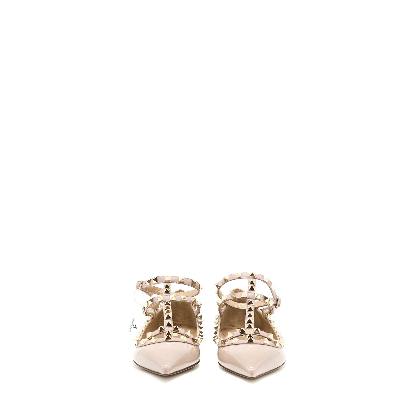 Valentino Size 38 Garavani Rockstud Ballet Flat Caged Patent Light Pink