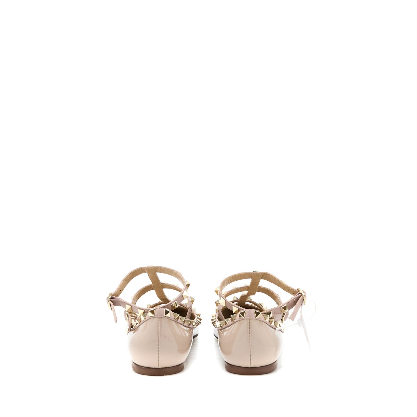 Valentino Size 38 Garavani Rockstud Ballet Flat Caged Patent Light Pink