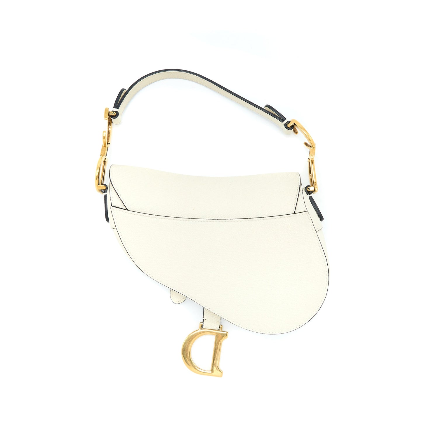 Dior Mini Saddle Purse Grained Calfskin White