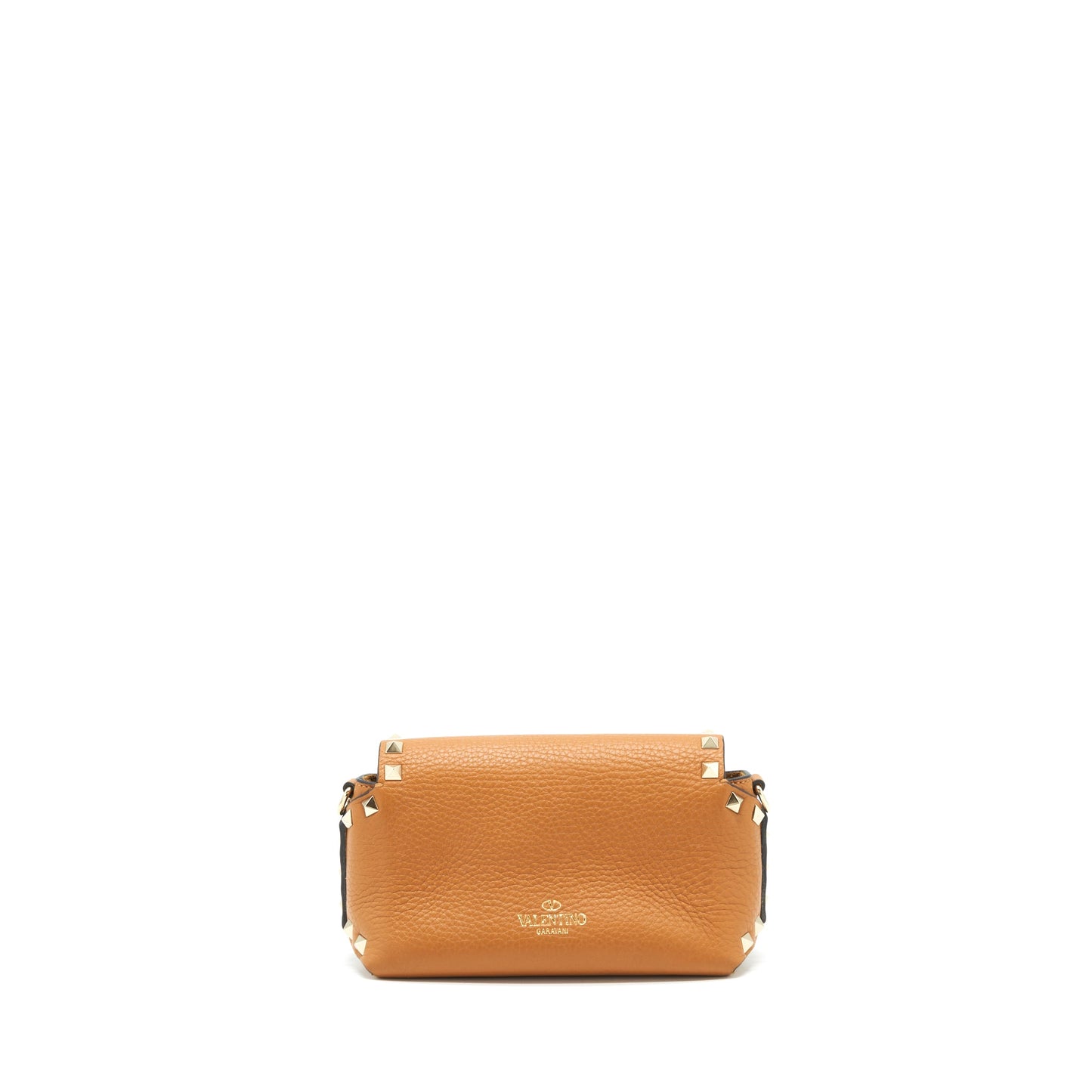 Valentino Garavani Small Rock-Stud Crossbody Purse Grainy Calfskin Mustard