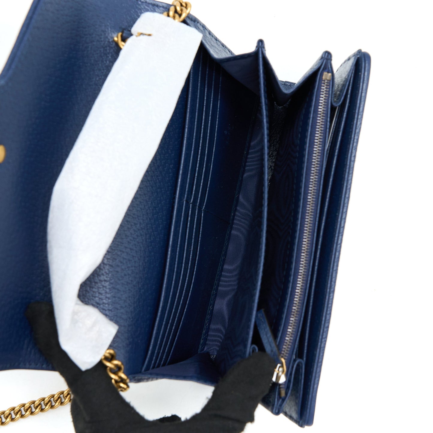 Gucci Marmont Flap Purse Matelasse Raffia Blue/Multicolour Brushed