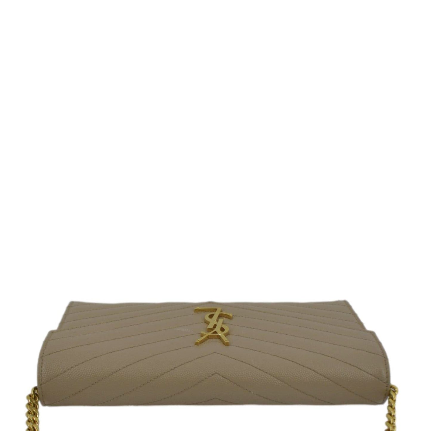 YVES SAINT LAURENT Cassandre Matelasse Chain Wallet Crossbody Bag Beige