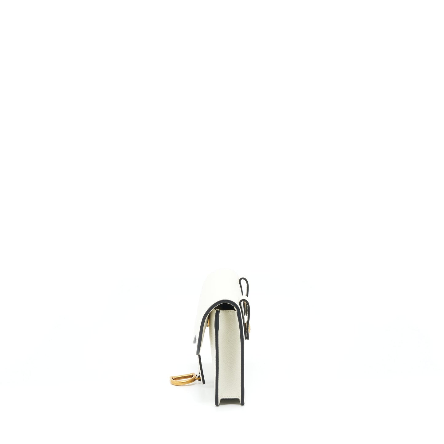 Dior Saddle Belt Purse Grained Calfskin White