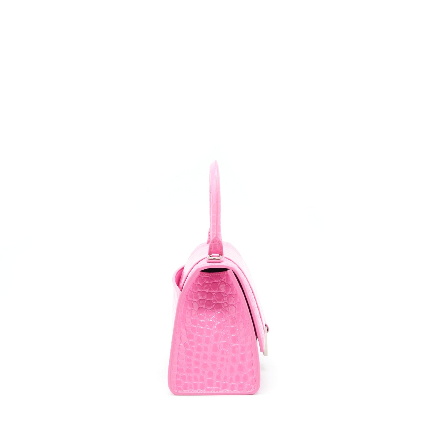 Balenciaga Hourglass Crocodile-Embossed Pink