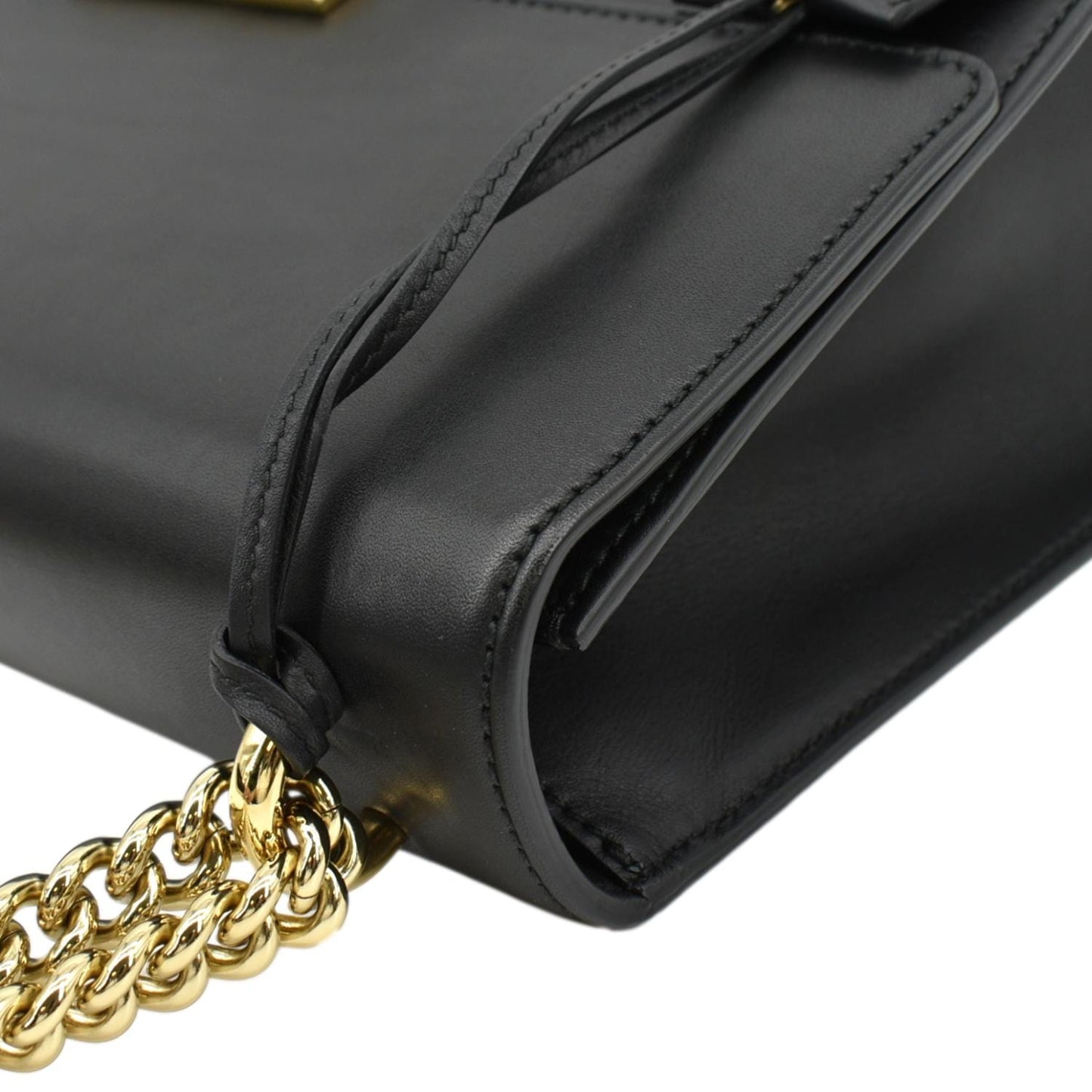 GUCCI Padlock Leather Shoulder Bag Black 409486