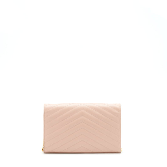 Saint Laurent/ Cassandre Matelasse Chain Wallet Grained Calfskin Pale Blush