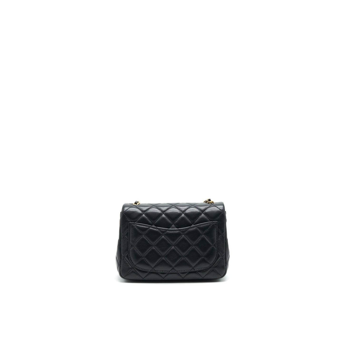 Chanel 22C Pearl Crush Mini Square Rectangular Flap Bag Black GHWï¼Microchip)