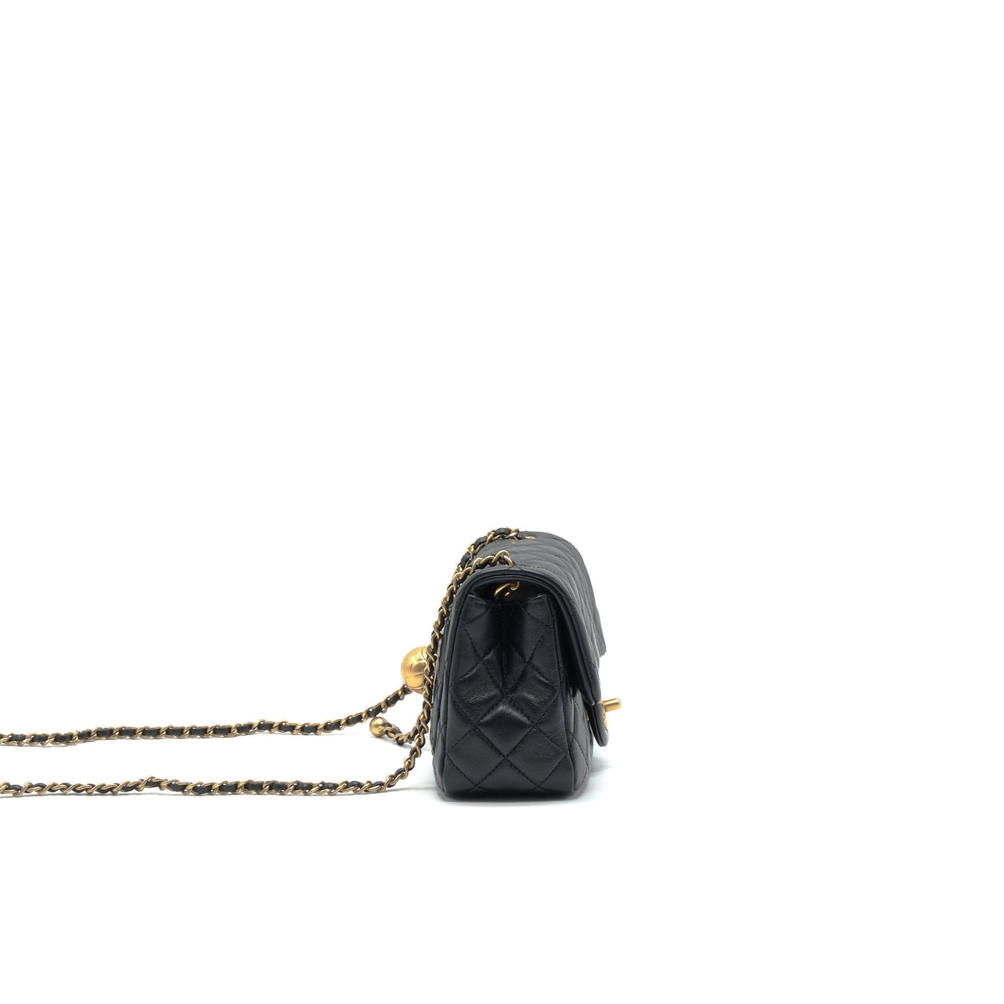 Chanel 22C Pearl Crush Mini Square Rectangular Flap Bag Black GHWï¼Microchip)