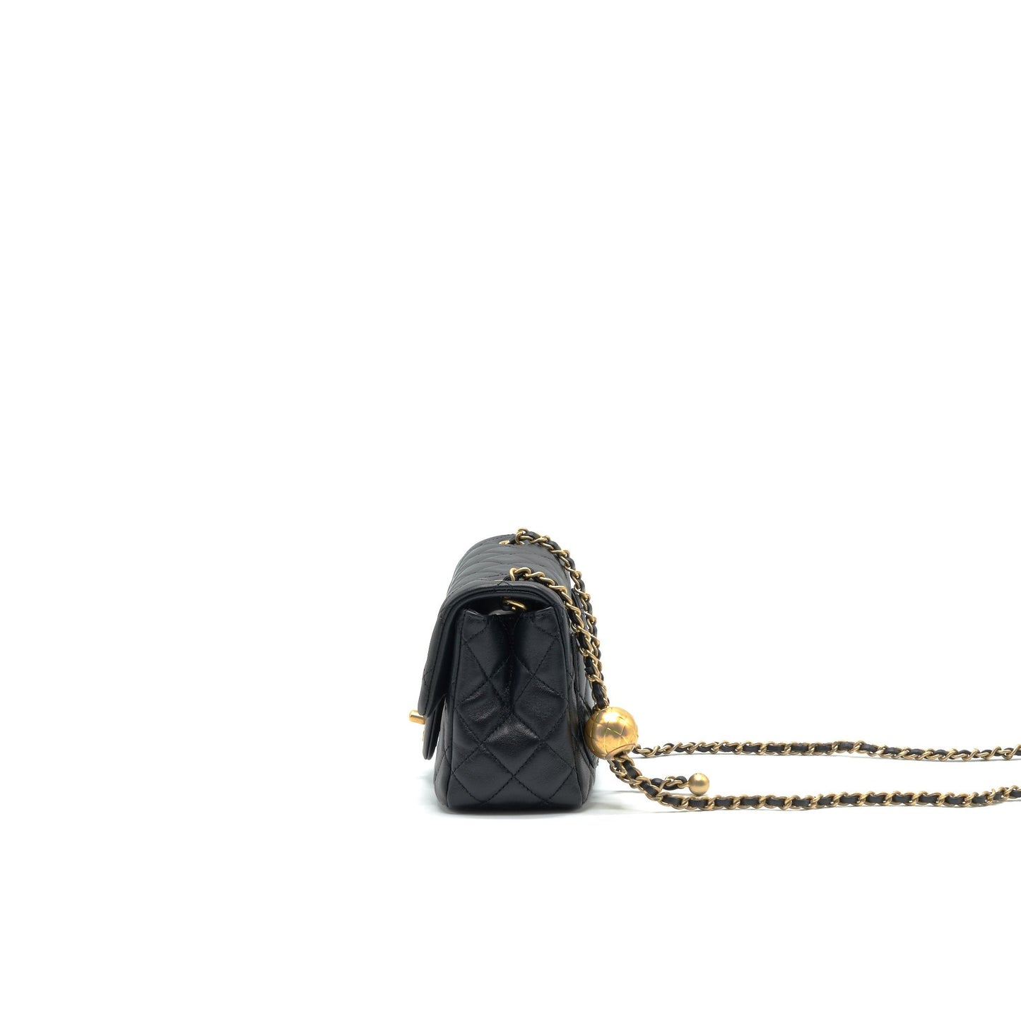 Chanel 22C Pearl Crush Mini Square Rectangular Flap Bag Black GHWï¼Microchip)