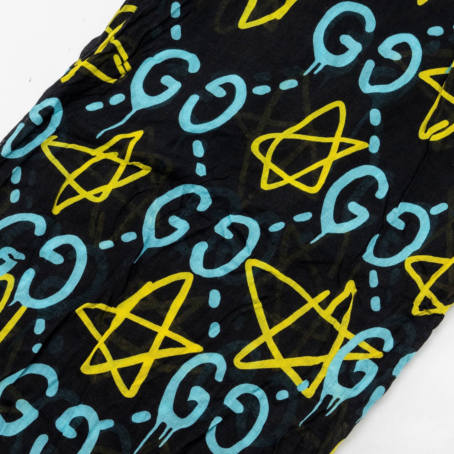 Gucci 140x140 cm Ghost With print Star Modal/Silk Scarf Black /Blue Multicolour