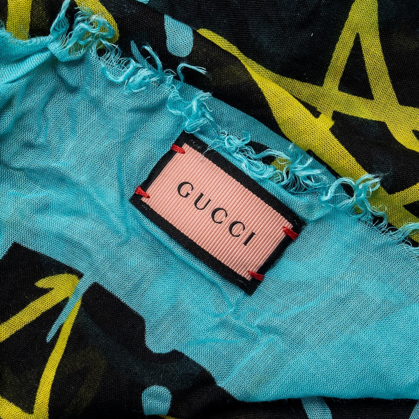 Gucci 140x140 cm Ghost With print Star Modal/Silk Scarf Black /Blue Multicolour