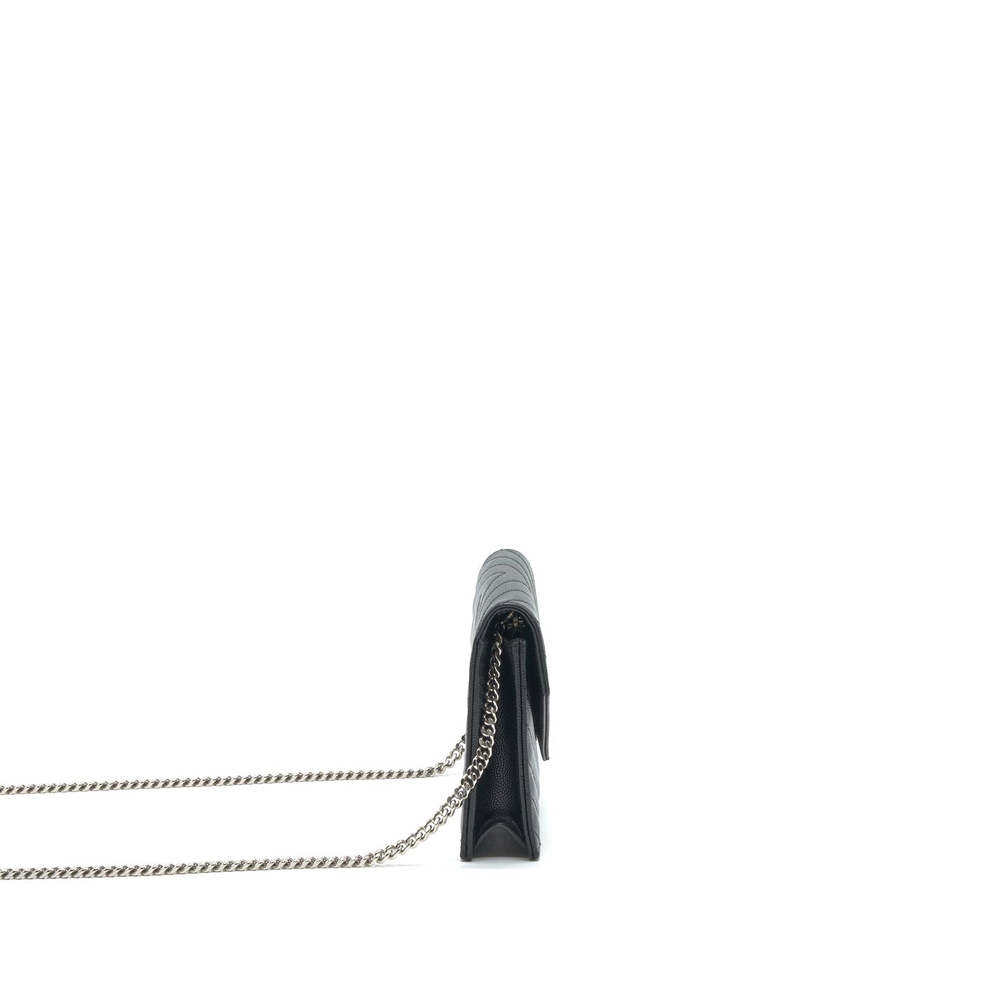 Saint Laurent Grained Calfskin Envelope Wallet on Chain Black