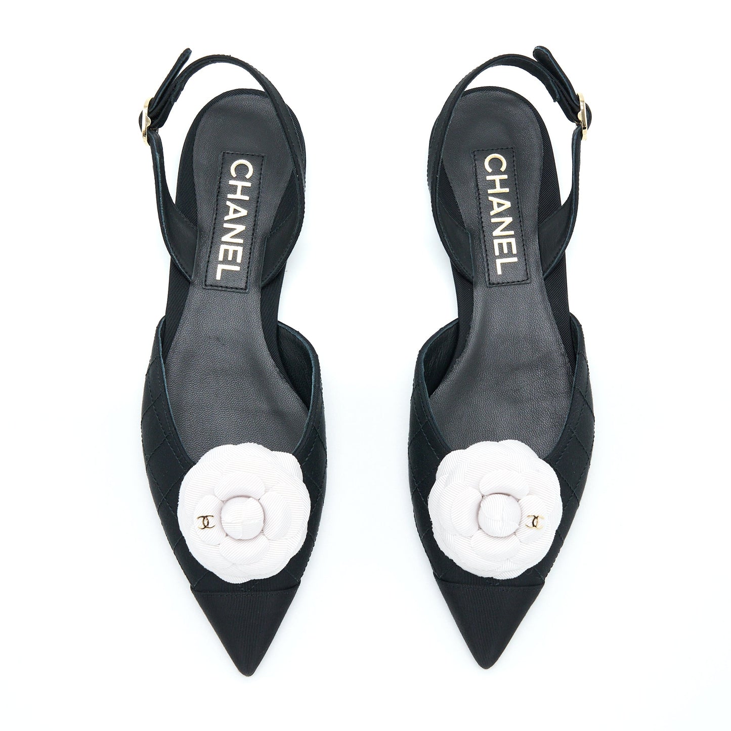 Chanel Size 37C Camellia Flap Sandel Black