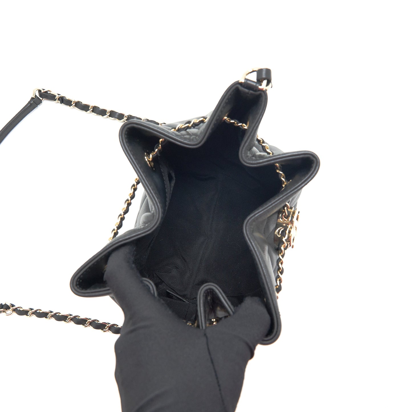 Chanel drawstring Bucket bag Quilted Lambskin Black LGHW