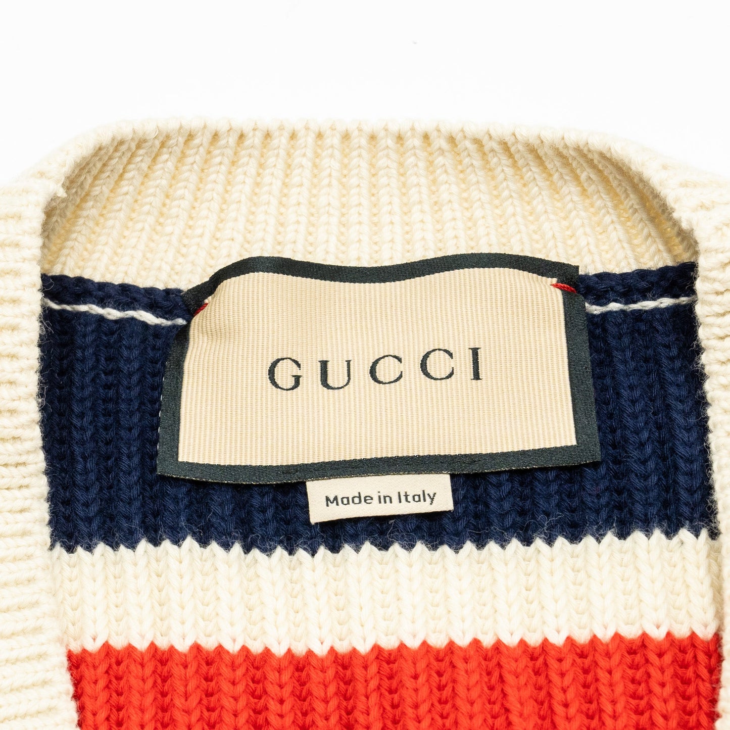 Gucci Size Interlocking G Stripe-detail Knitted Cardigan Cotton White/Multicolour