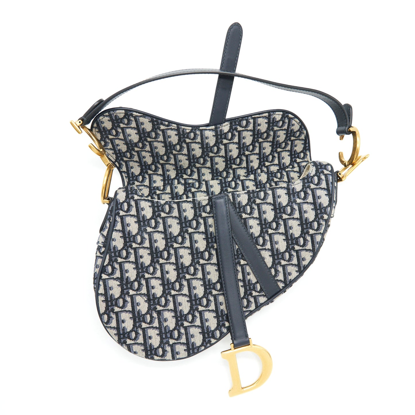 Dior Medium Saddle Purse Blue Oblique Jacquard