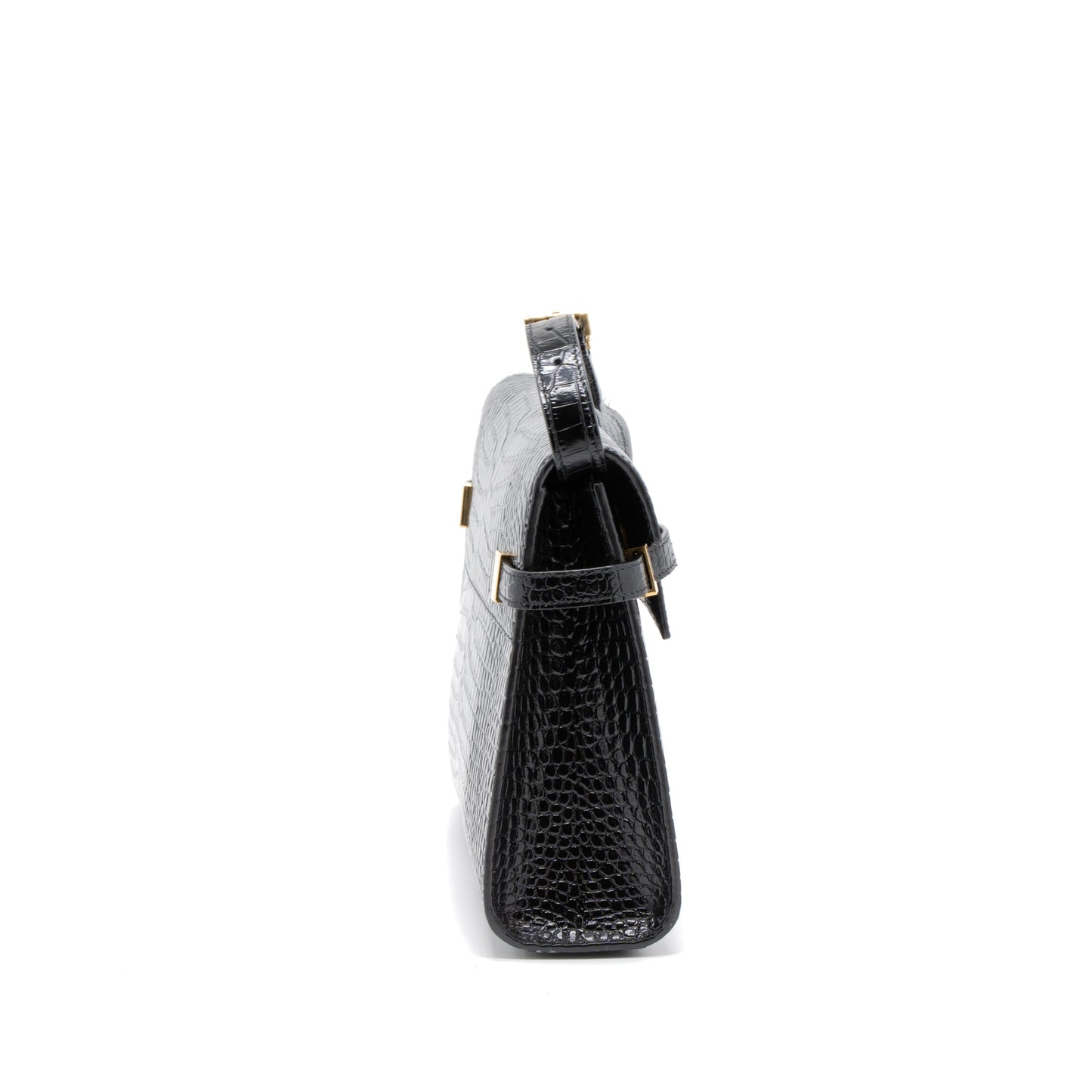 Saint Laurent Manhattan Mini Purse Crocodile-Embossed Black
