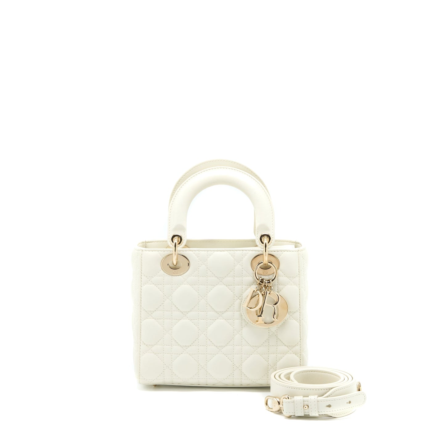 Dior Small Lady Dior My ABCDior Purse Lambskin White