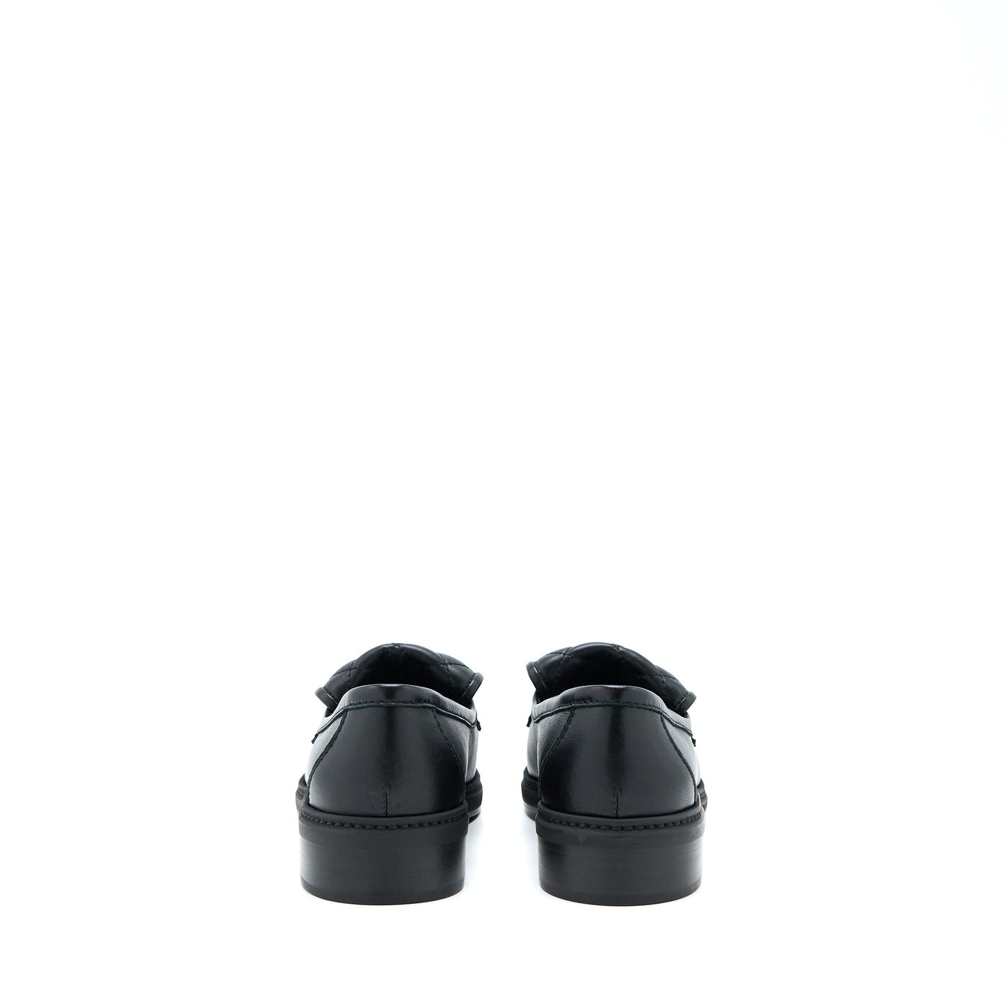 Chanel Size 37.5 Turnlock Loafers Quilted Leather Black LGHW