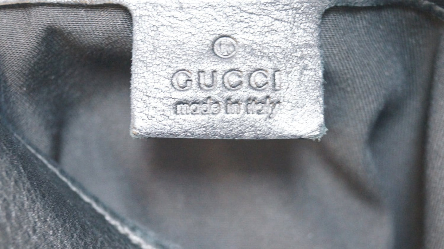 GUCCI Black Leather Horsebit Hobo Bag 115867