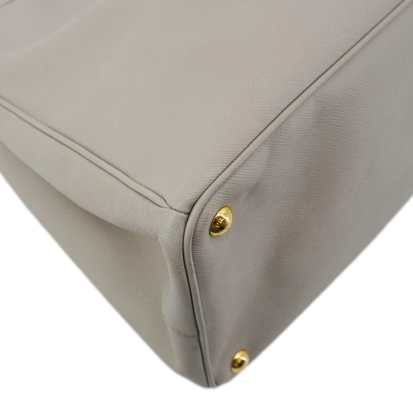 PRADA Galleria Double Zip Saffiano Leather Top Handle Tote Bag Beige