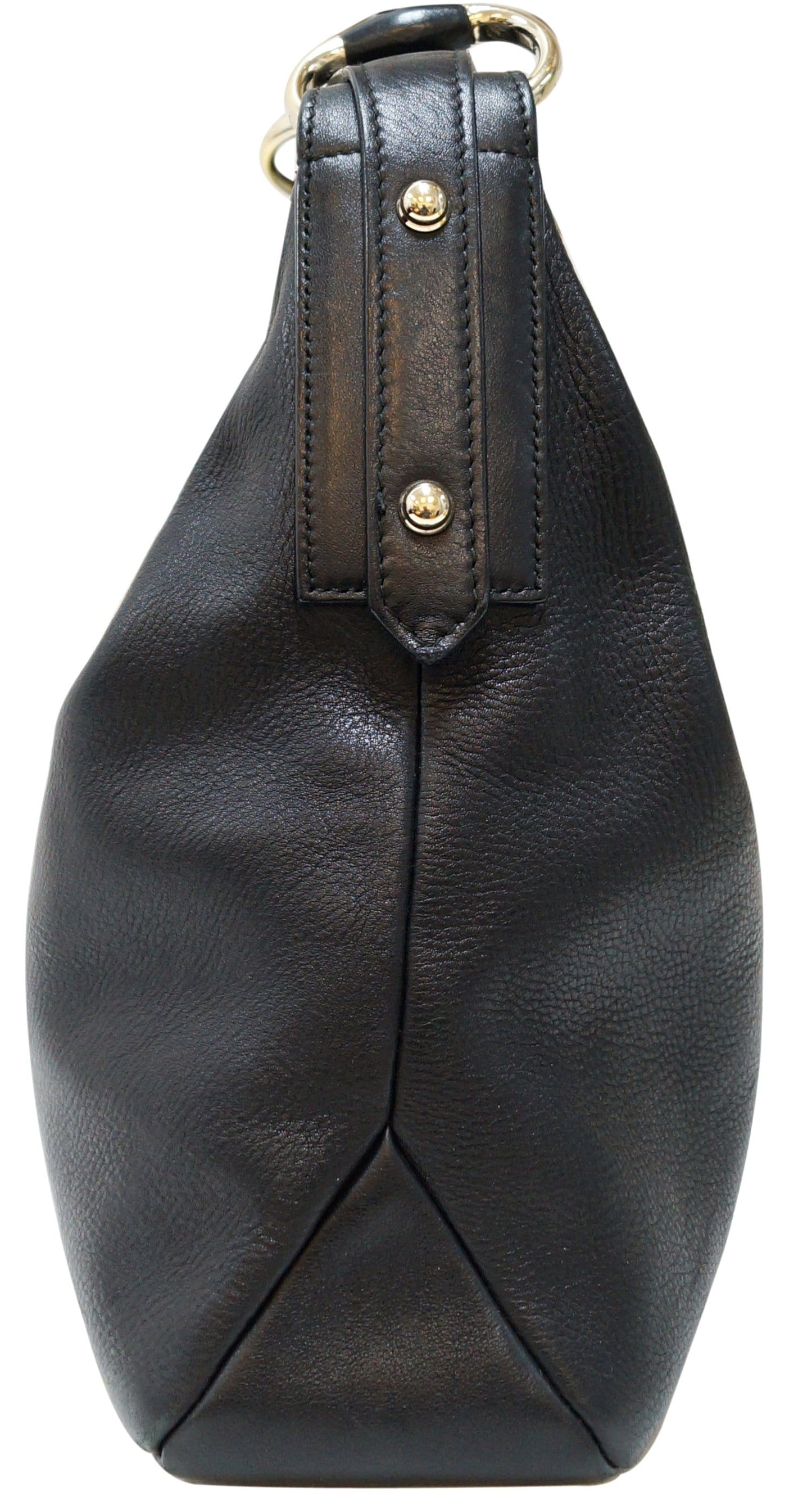 GUCCI Black Leather Horsebit Hobo Bag 115867