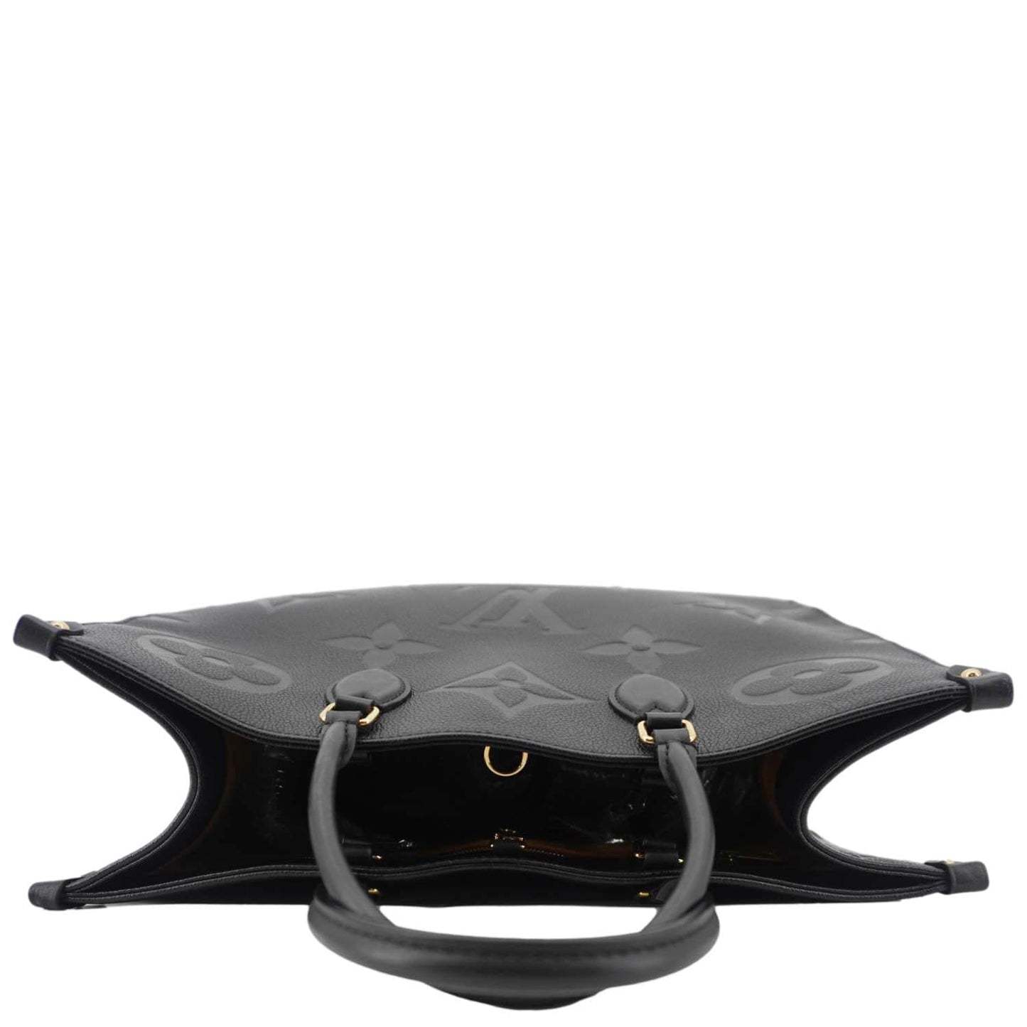 LOUIS VUITTON Onthego MM Giant Monogram Empreinte Leather Tote Bag Black