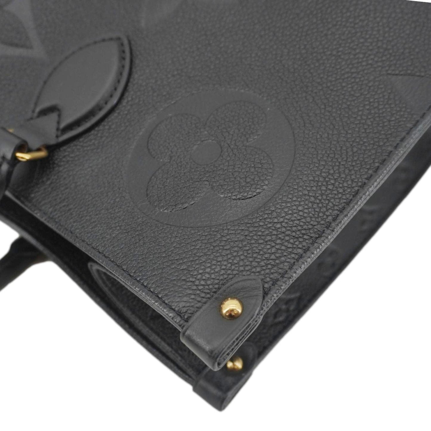 LOUIS VUITTON Onthego MM Giant Monogram Empreinte Leather Tote Bag Black