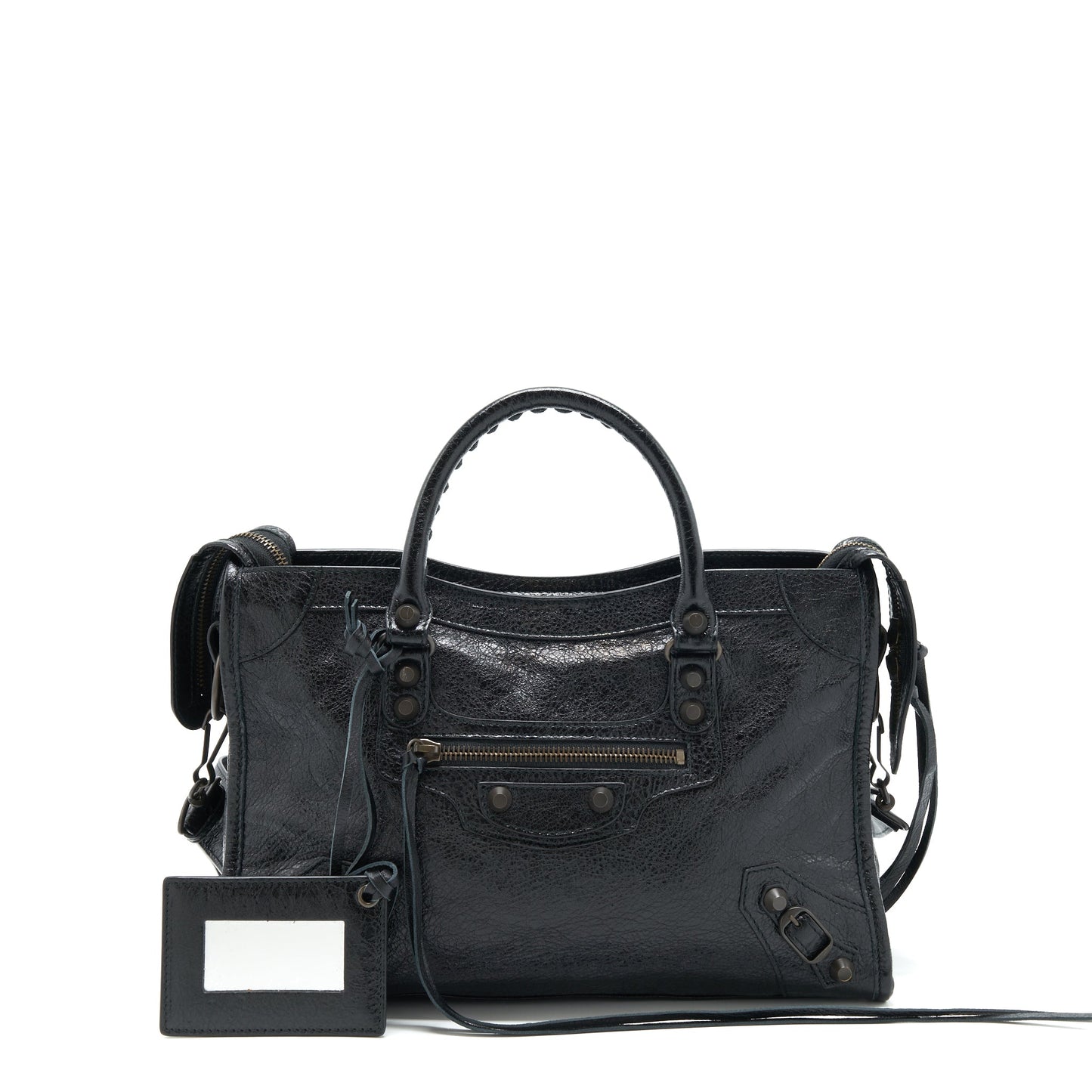 Balenciaga Small Classic City Crossbody Purse black with Logo print strap