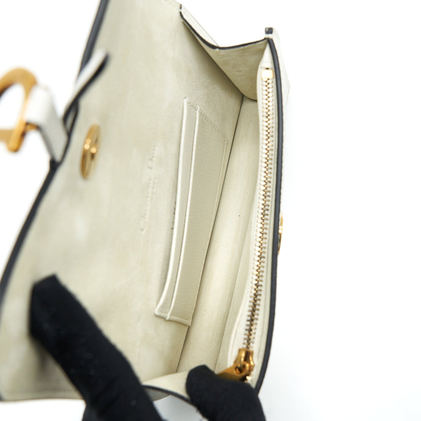 Dior Saddle Belt Purse Grained Calfskin White