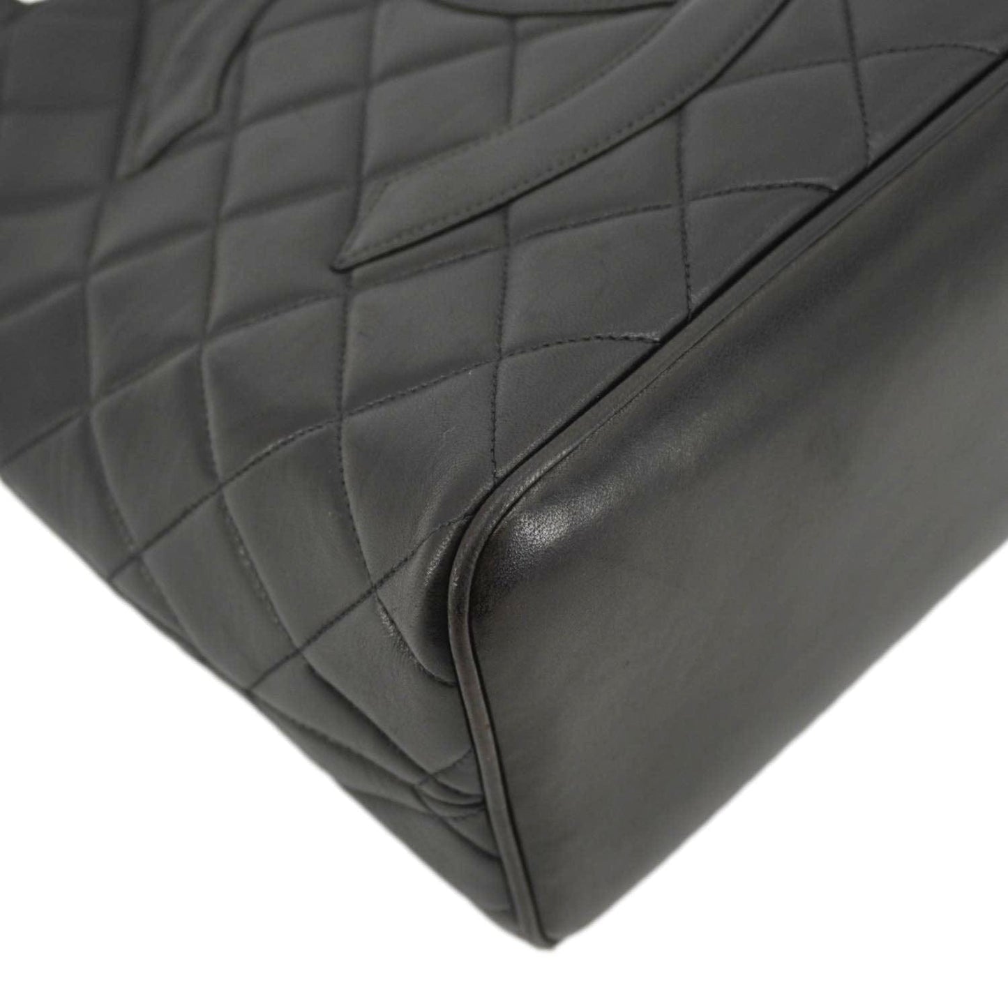 CHANEL Medallion Quilted Leather Tote Bag Black